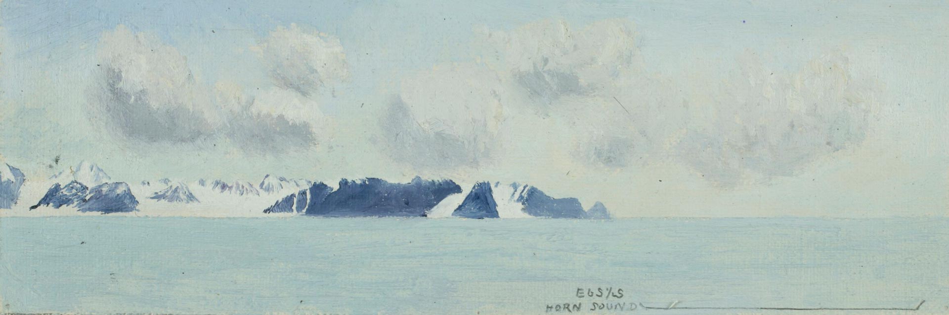 Arctic illustration: Painting of Horn Sound. Artwork reproduced with kind permission of The Scott Polar Research Institute, University of Cambridge UK